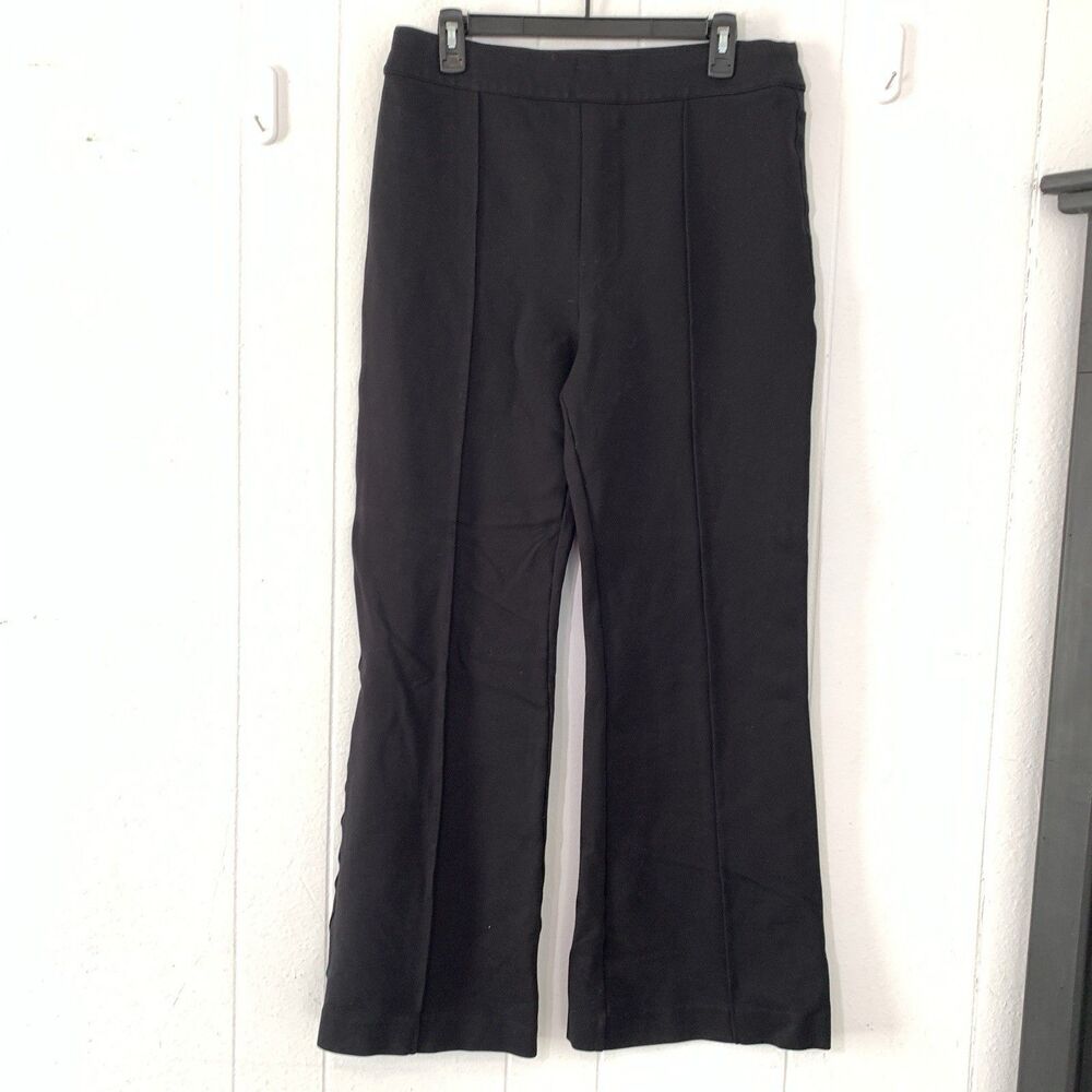 Spanx Womens XL Pants Pull On Black Flare Trouser Tummy Control Center Crease